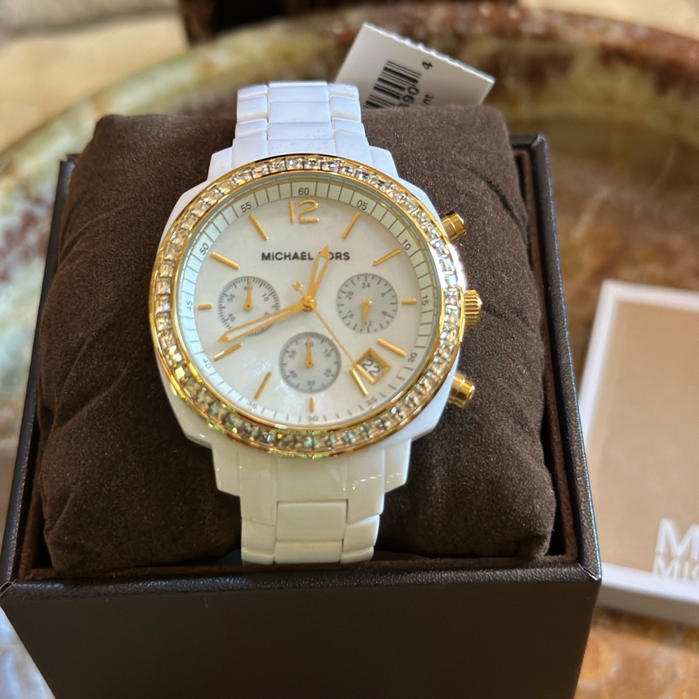 Michael Kors Gold and White Women's Watch